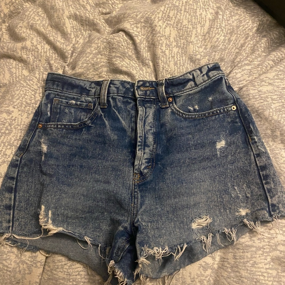 High-Waisted Distressed Jean Shorts
